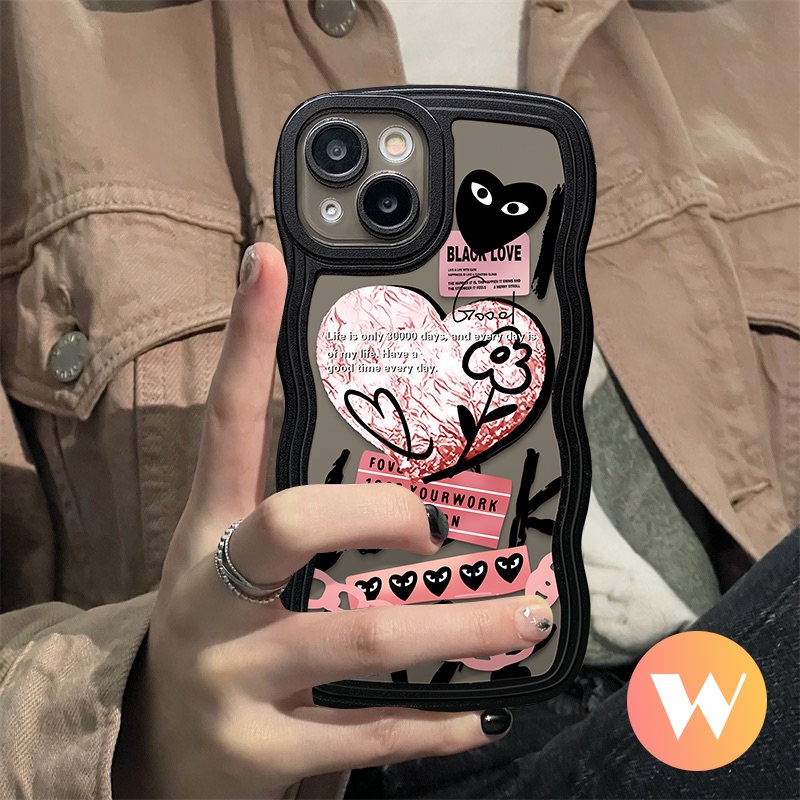 Casing Love Heart Redmi 10A 10 9T 12C 9a1+10C 9A 9C NFC POCO M3 X3 NFC Pro Redmi Note9 9s 11 10 11Pro 11s 10s 8 10Pro Max Mi 11T Pro Smiley Comme des Garcons Lembut Bergelombang Sarung Tepi