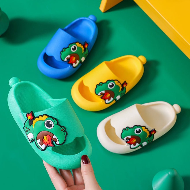 TOPGROSIR LV0223 Sandal Anak Anak Import Selop Karet Motif Dino Samping Import/Sandal Selop Rumahan