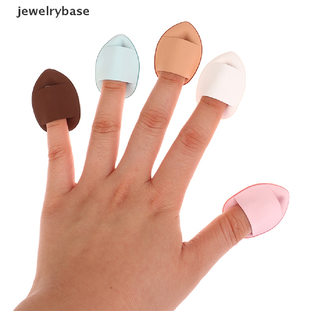 [jewelrybase] 10pcs/box Ukuran Mini Finger Puff Set Makeup Spons Concealer Puff Makeup Tools Butik