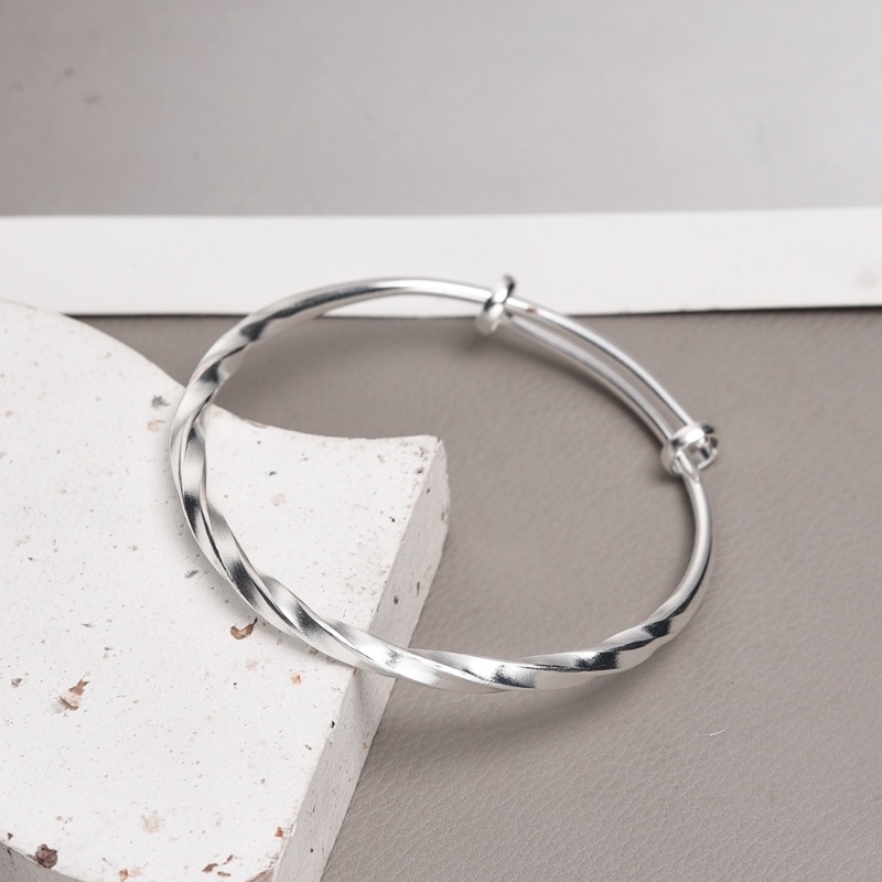 Pacaran Suasana Gelang Hias Minimalis Tidak Teratur Perhiasan Aksesoris Gelombang Mengkilap Ladies' Bangle Adjustable Silver Alloy Bracelet