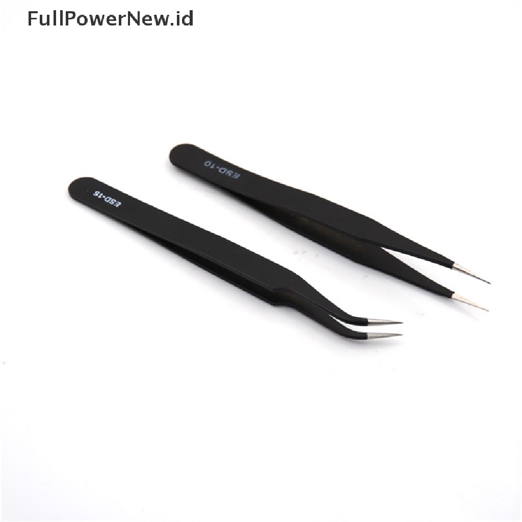 Power 2Pcs/set Hitam Baru Anti-Statis Lurus Melengkung Pinset Fashion Tools ID