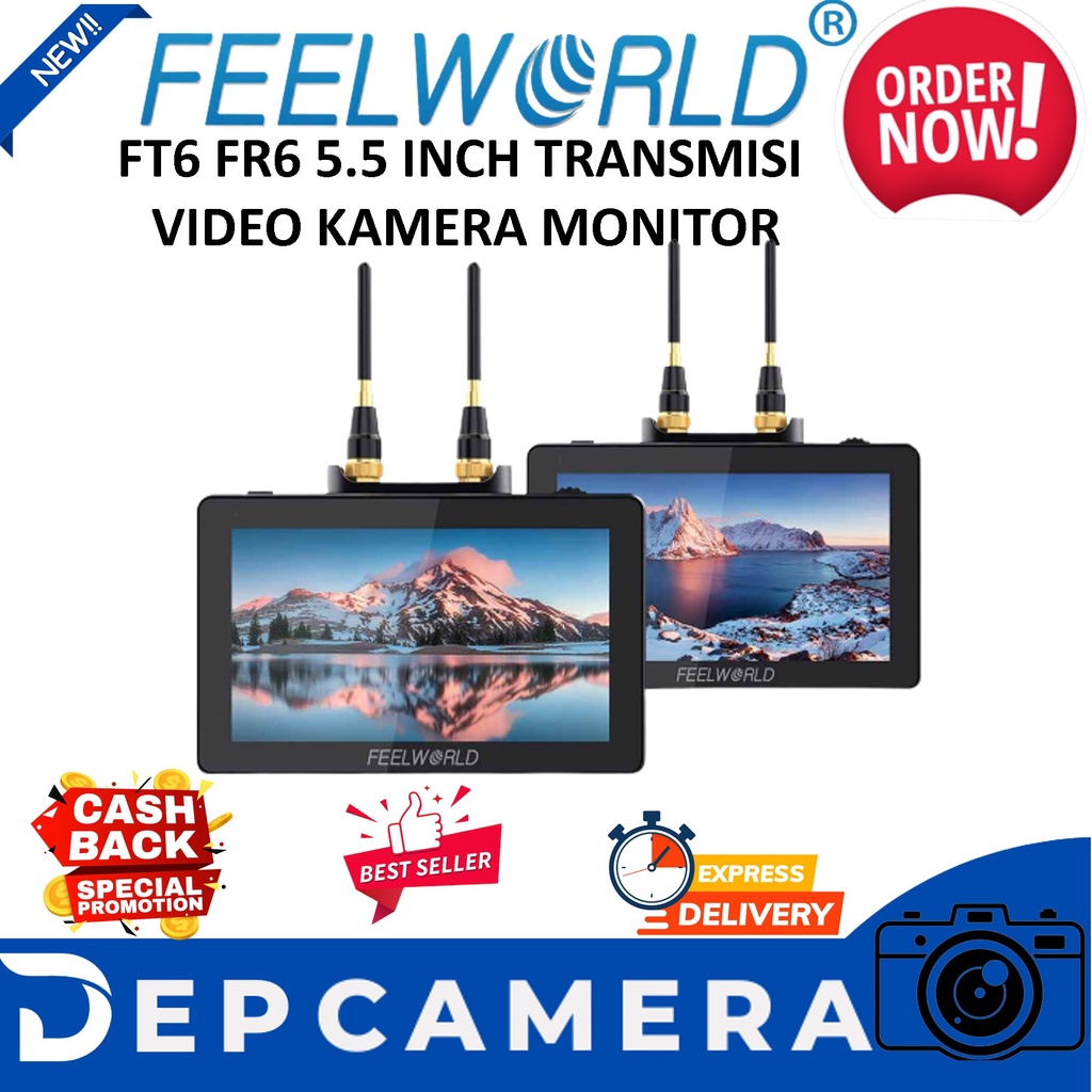 FEELWORLD FT6 FR6 5.5 INCH TRANSMISI VIDEO KAMERA MONITOR