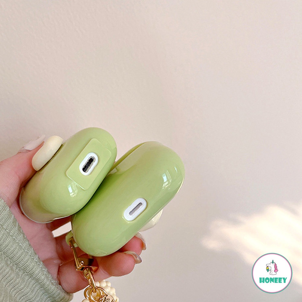 Matcha Green Case Untuk Airpods Pro3 Case Pelindung Cinta Liontin Headset Bluetooth Soft Case Untuk Airpods1 2 3