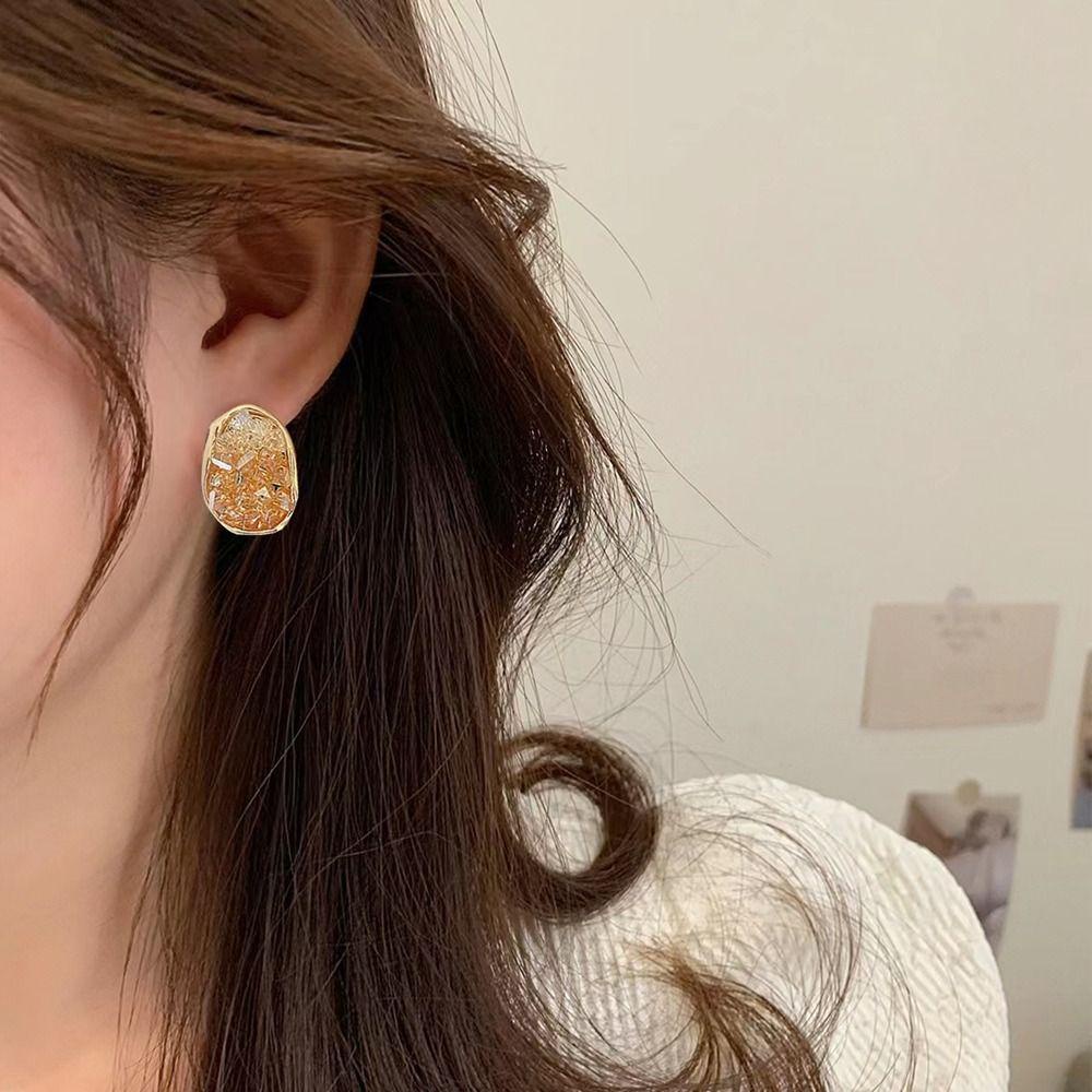 Mxbeauty Wanita Gradien Anting Indah Halus Trendi Fashion Perhiasan Gadis Hadiah Logam Berlian Imitasi Gaya Korea Earrings