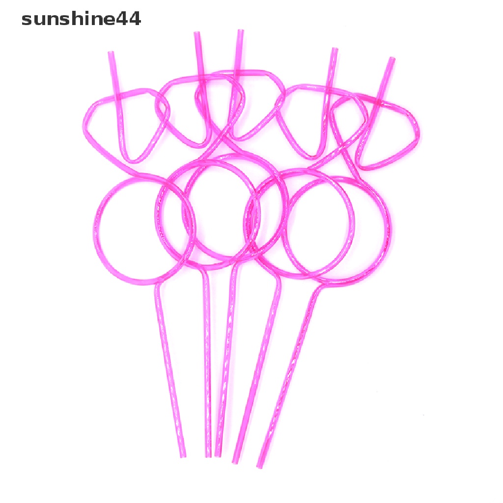 Sunshine Loop Straws Reusable Party Favors Drinking Suckers Rose Red Twisted Straws ID