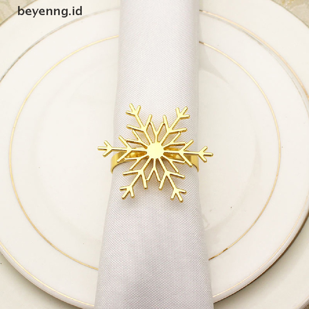 Beyen Cincin Serbet Berbentuk Snowflake Natal Setg Meja Makan Tombol Napkin Ring ID