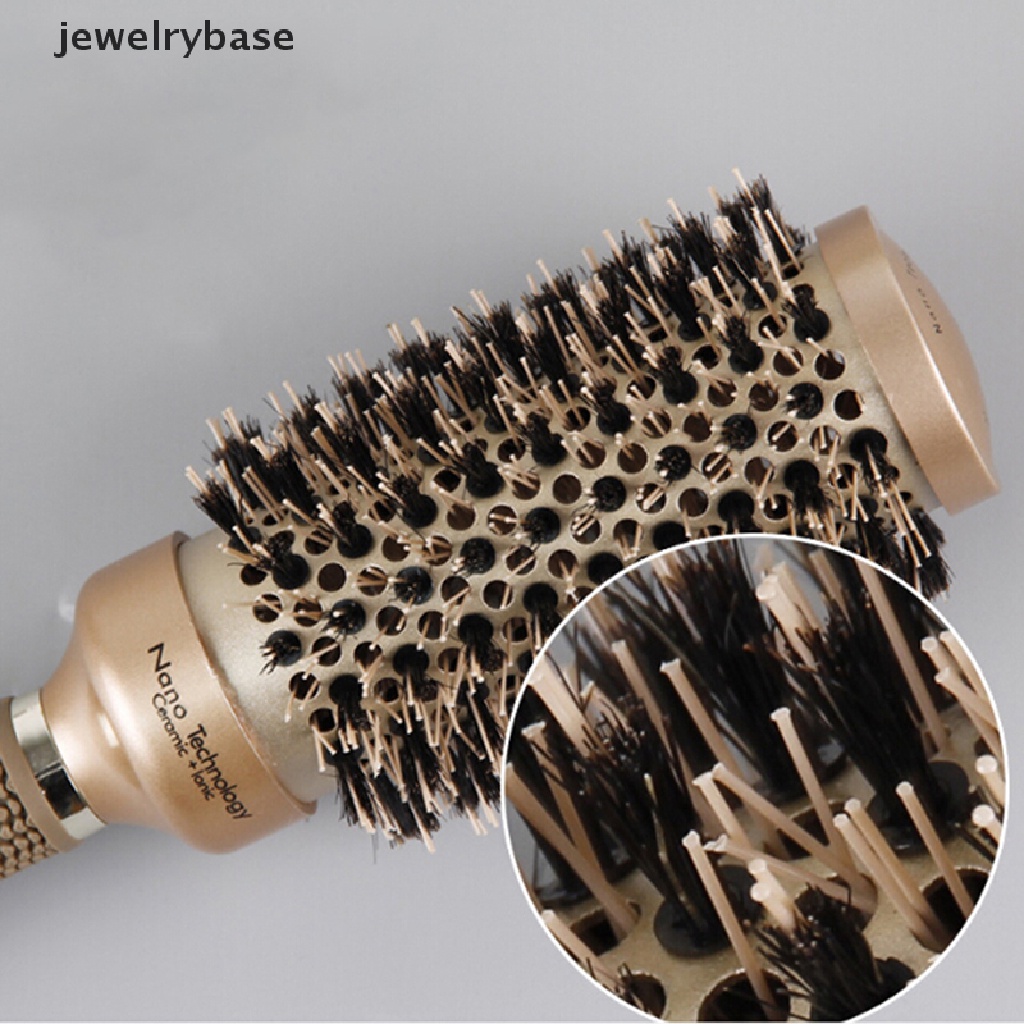 [jewelrybase] Profesional Thermal Ceramic Ionic Round Barrel Anti Slip Handle Emas Sikat Rambut Butik