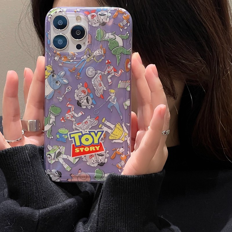 Fashion！Blue Purple Toy Story Soft Casing TPU Case iP iPhone 11 12 13 14 Pro Max + Plus High Quality FTD Cover