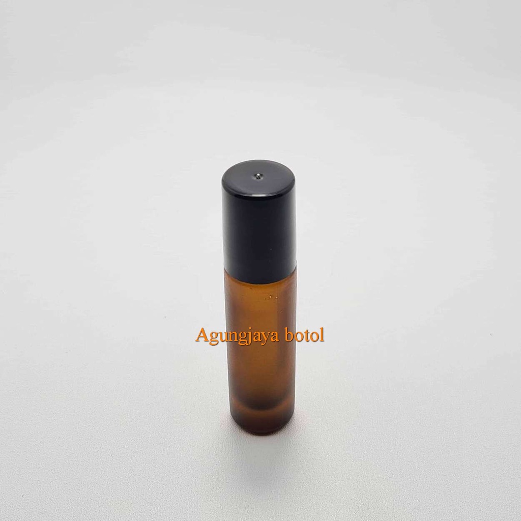 Roll On 8 Ml Amber Frosted Tutup Pp Hitam / Botol Kaca / Botol Parfum / Botol Minyak Angin / Botol R