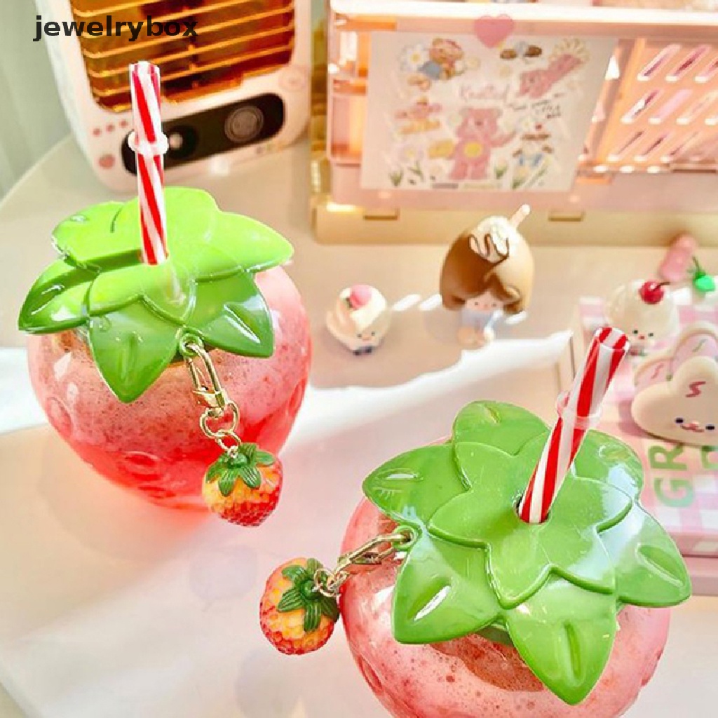 [jewelrybox] 500ml Musim Panas Lucu Strawberry Straw Water Bottle Milk Coffee Straw Cup Untuk Butik Rumah