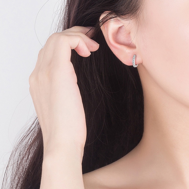 Anting Sterling Silver925 Dengan Giwang Zircon Baris Satu Untuk Wanita