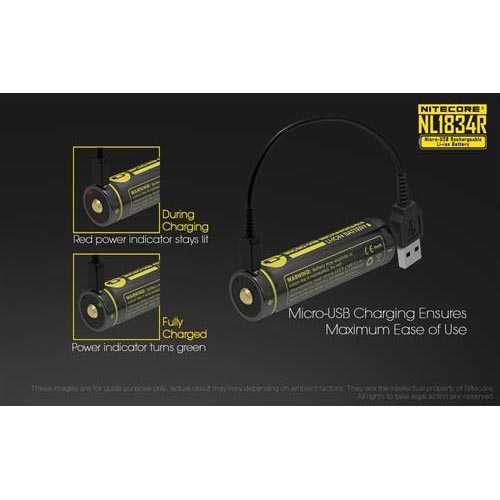 (BISA COD) FTIHSHP NITECORE 18650 Micro USB Rechargeable Li-ion Battery 3400mAh - NL1834R