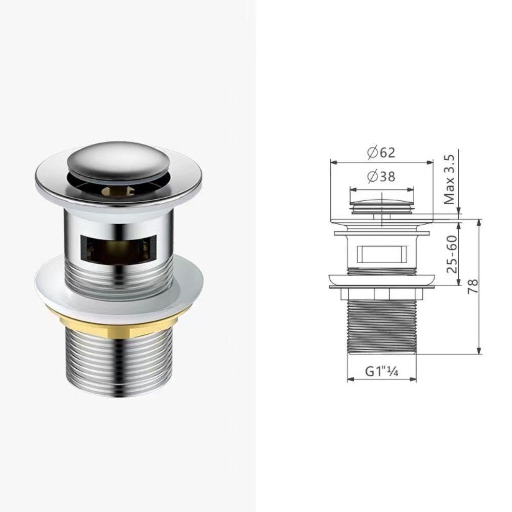 Populer Basin Sink Tap Klik Tombol Buangan Kendur Slotted Perangkat Pembuangan Baskom Tanpa Slot