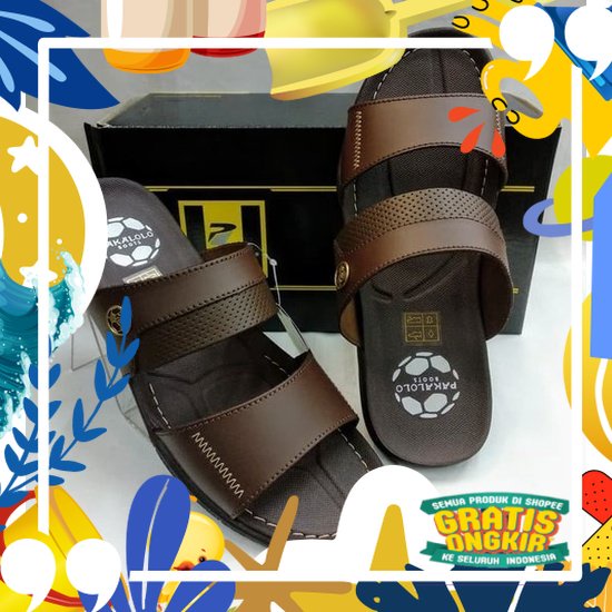 Sandal Pria Pakalolo Boots N2353 Original Kulit Asli 100% Dewasa Size 39-43/ merah putih biru polos