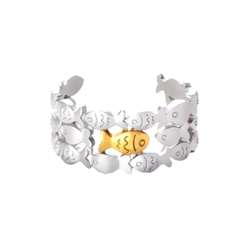 Cincin Ikan Halus Untuk Wanita Gaya Logam Finger-Ring Statement Jewelry Indah Fashionable Design Aksesoris Hadiah