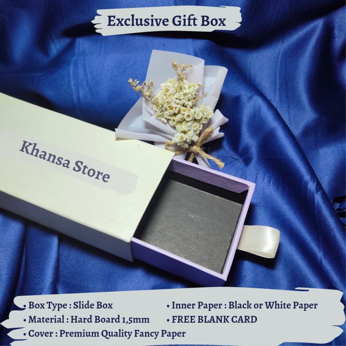

⭐BISA COD⭐ Gift Box Hampers Slide Box Type uk 23x15,5x4,5cm plus Mini Bouquet
