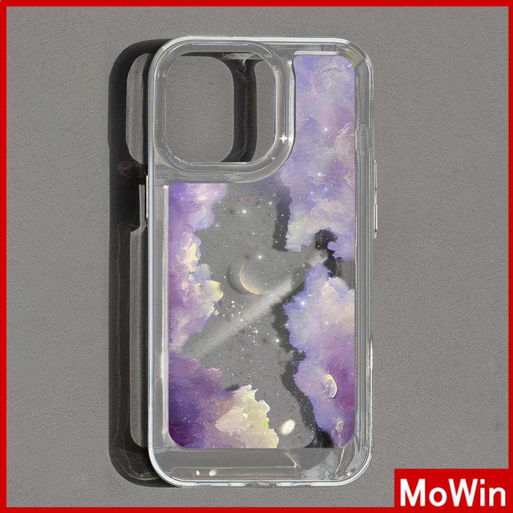 For iPhone 14 Pro Max iPhone Case Acrylic Hard Case HD Clear Case Plating Button Shockproof Purple Moon Clouds Black Compatible For iPhone 13 Pro max 12 Pro Max 11 xr 7plus 6splus