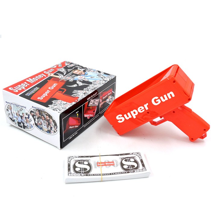 Money Gun Super Gun Tembakan Uang Terbang Kado Mainan Hari Raya Murah Kado MoneY Spray Gun Parodi