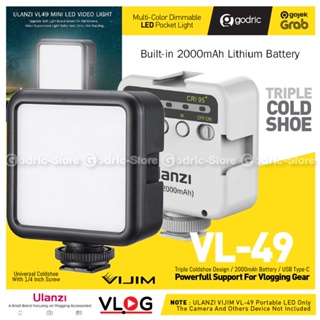 ULANZI VL49 LED Built-In Battery Lampu Studio Video Light Smartphone HP Beauty Vlog (Upgrade W49)