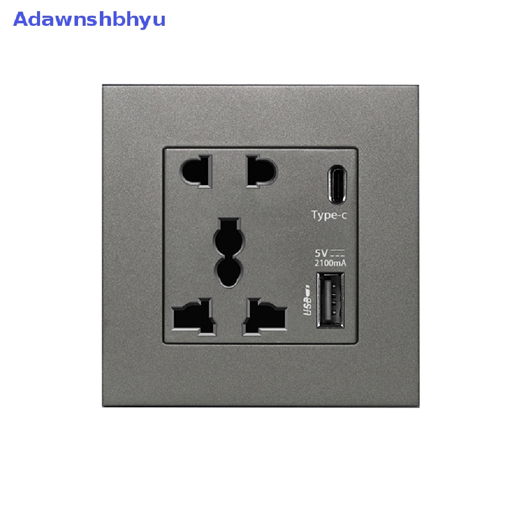 Adhyu Power 2100MA Stop Kontak USB Panel Kaca Kristal 13A UK Wall Type C Interface Socket ID