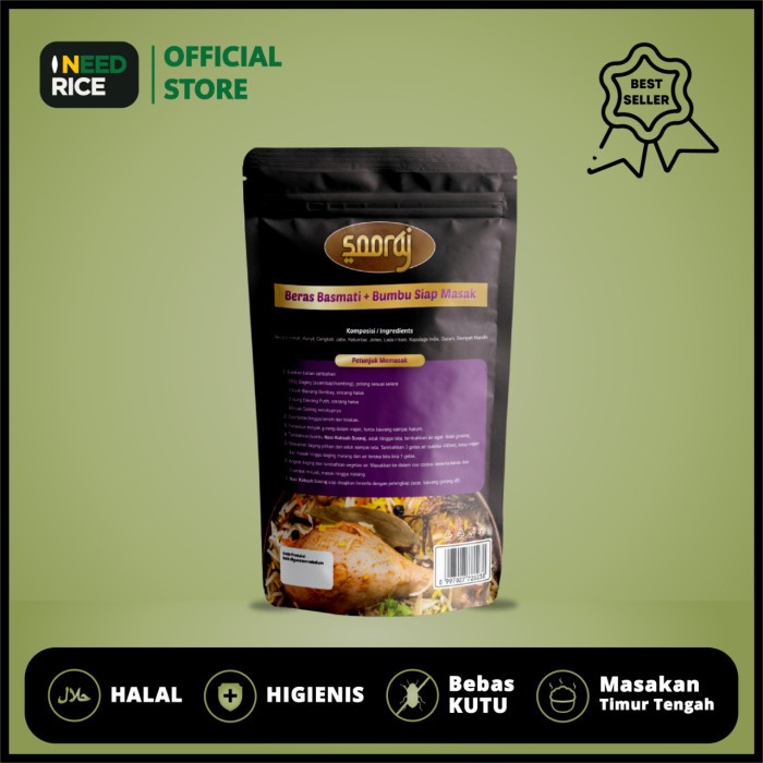 

Terlaris ✨ -Sooraj Nasi Kabsah Instant 240gr Beras Basmati+Bumbu Siap Masak-HALAL- 2.2.23