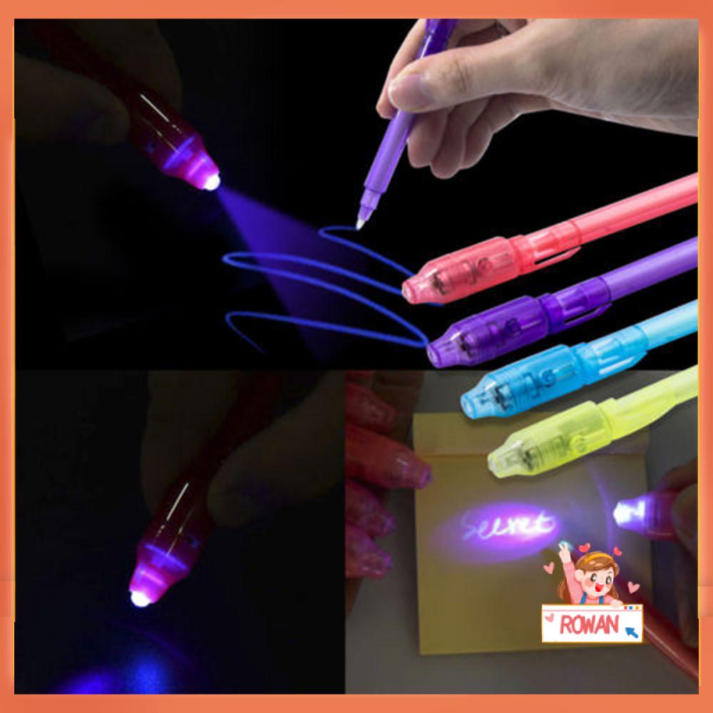 R-flower 3Pcs Random Color 2in1 Invisible Ink Pen Hot Drawing Magic Secret Check Money Tool