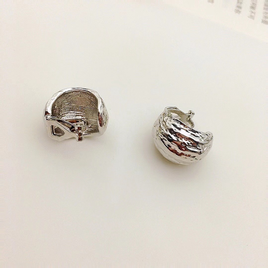 Warna Emas Perak Geometris Klip on Anting Non Tindik Logam Perhiasan Wanita Gadis Hadiah Pesta