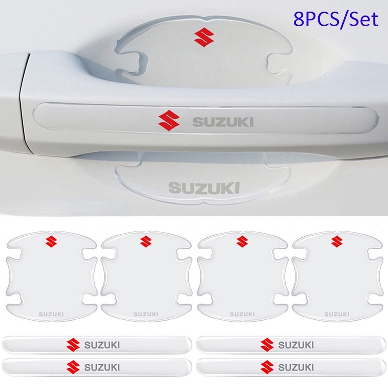 4/8pcs Pintu Mobil Suzuki Mangkuk Stiker Anti Gores Transparan Auto Handle Protector Film Pelindung Tahan Air