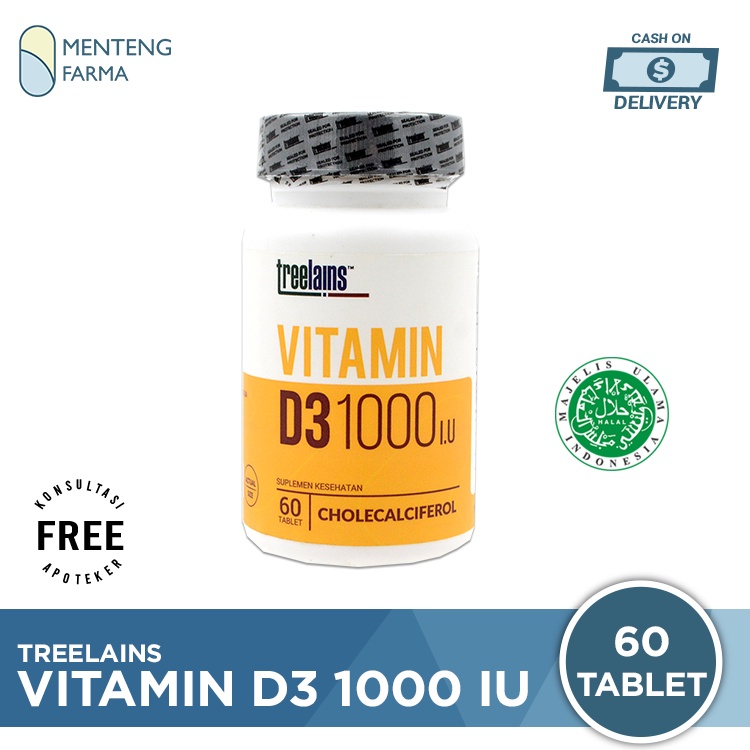 Treelains Vitamin D3 1000 IU 60 Tablet - Suplemen Tulang &amp; Imun Tubuh