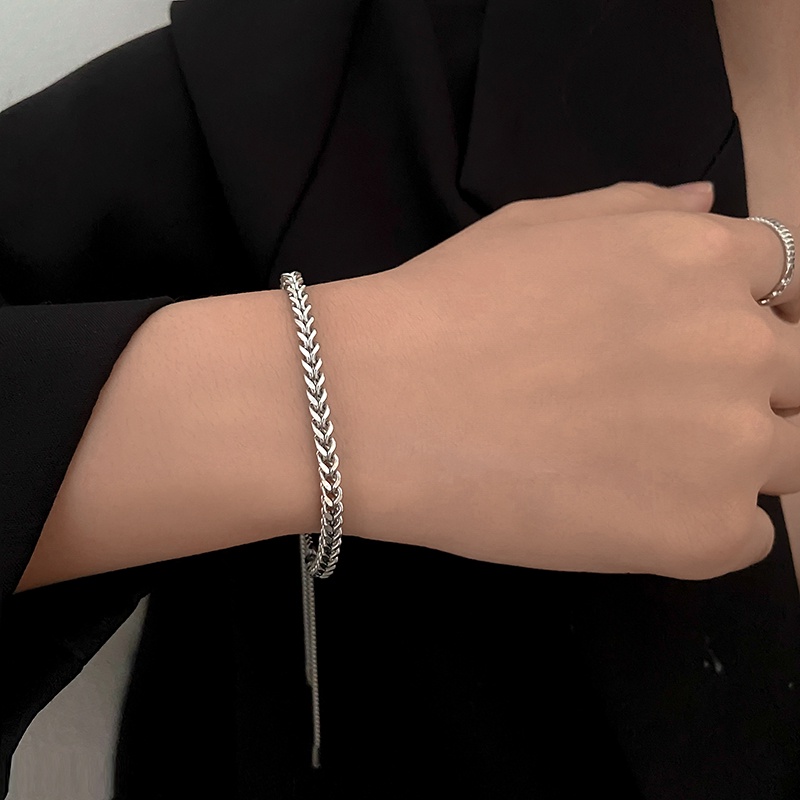 Gelang titanium anti Karat Tidak Luntur Gaya hip hop Vintage Untuk Wanita Pasangan