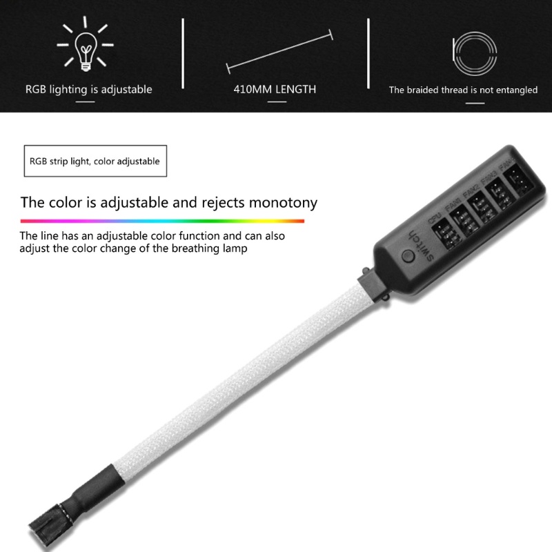 Btsg CPU PWM Fan Hub 5-Port Power Hub 1sampai5 Fan Splitter RGB Luminous Line Berlengan