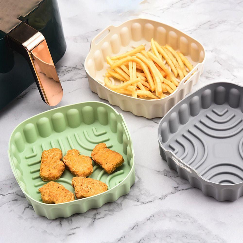 Solighter Square Silicone Pot Pengganti Memasak Reusable AirFryer Aksesoris Baking Basket