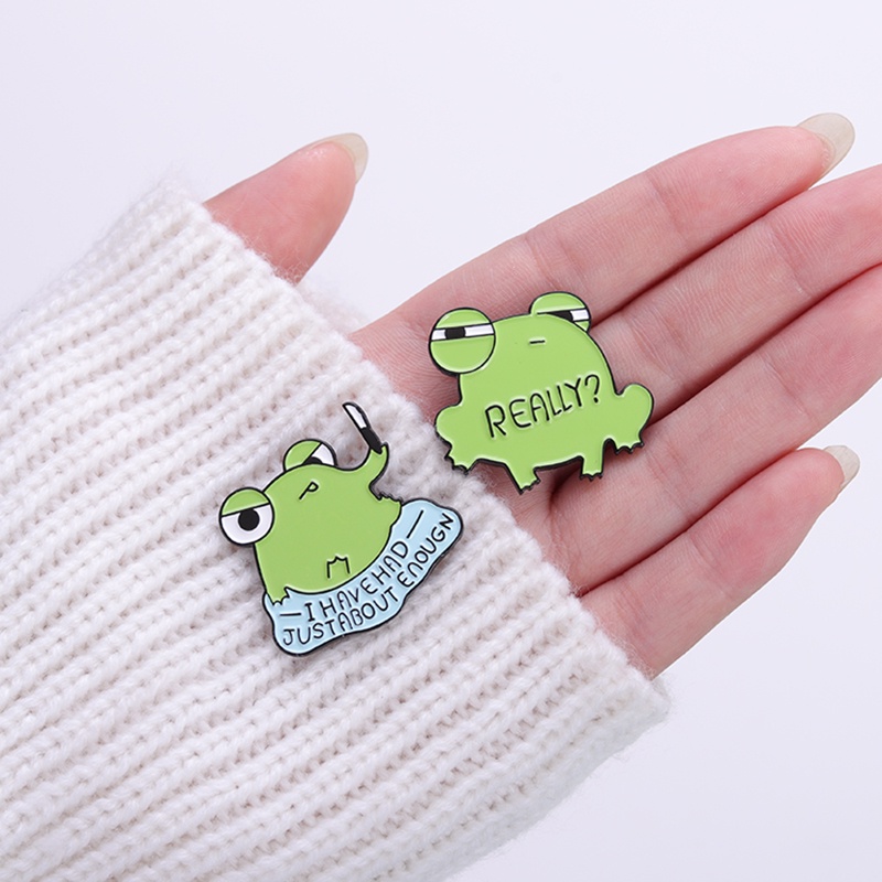 Lucu Gerakan Lucu Katak Bros Hewan Enamel Pin Kerah Denim Pin Anime Froggy Metal Badge Perhiasan Hadiah Untuk Teman