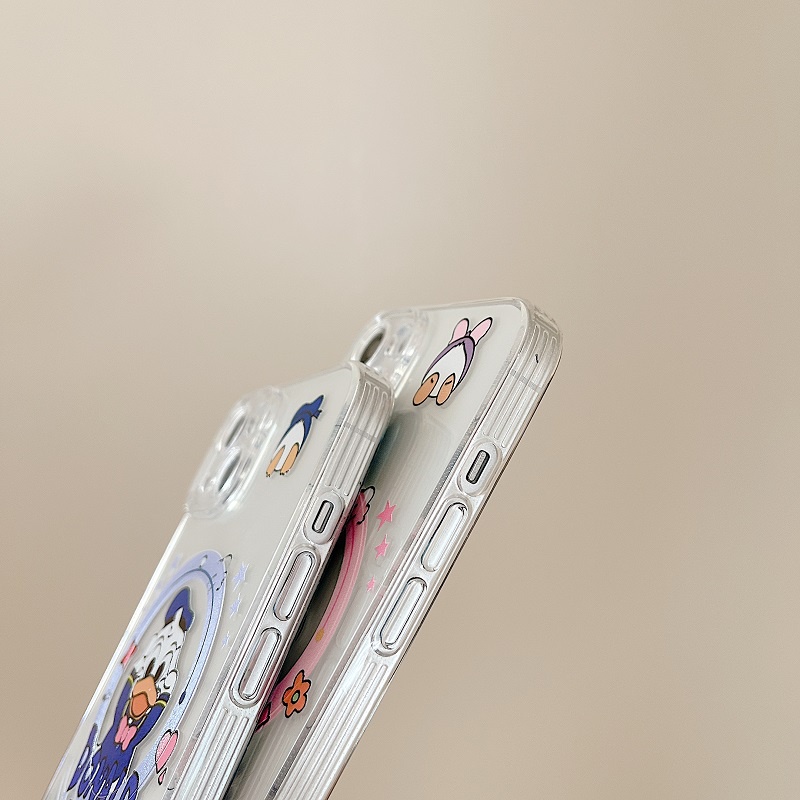 IPHONE Casing Magnetik Handphone Untuk Iphone14 13 12 11 Pro Max Kartun Lucu Donald Duck Transparan Soft case
