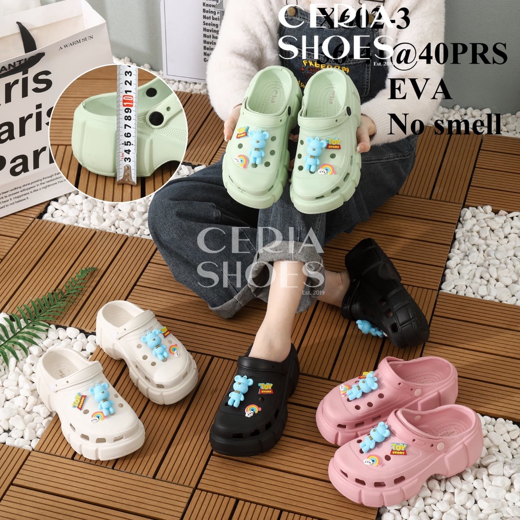 EVA Sandal Baim Wanita Empuk Super Soft Tinggi Hak 7 Cm Sol Anti Slip Karet Spons Import Ringan  BALANCE X602
