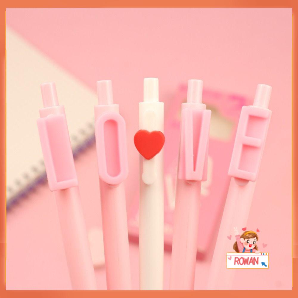 R-flower 5PCS/Set Press Pena Netral Kualitas Tinggi 0.5mm Perlengkapan Kantor Sekolah Alat Tulis Alat Tulis Gel Pen