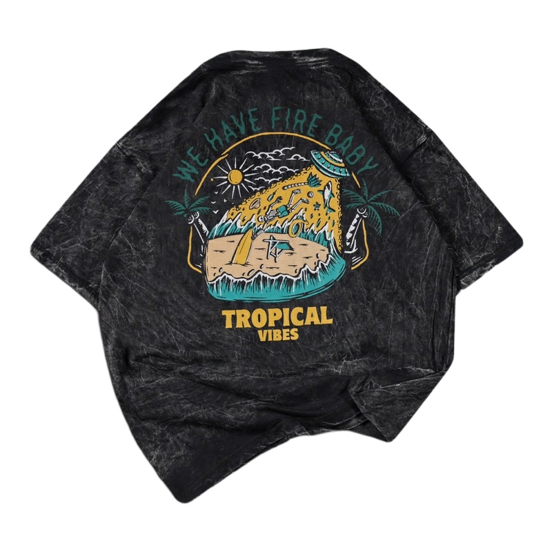 {oversize} Baju kaos Cotton Combed Oversized Wash Distro Motif FENNEL VIBES Diskon