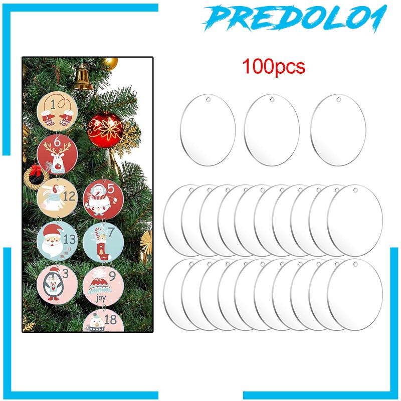 [Predolo1] 100x Acrylic Keychain Blank Keychains Clear Acrylic Disc Charm Blank