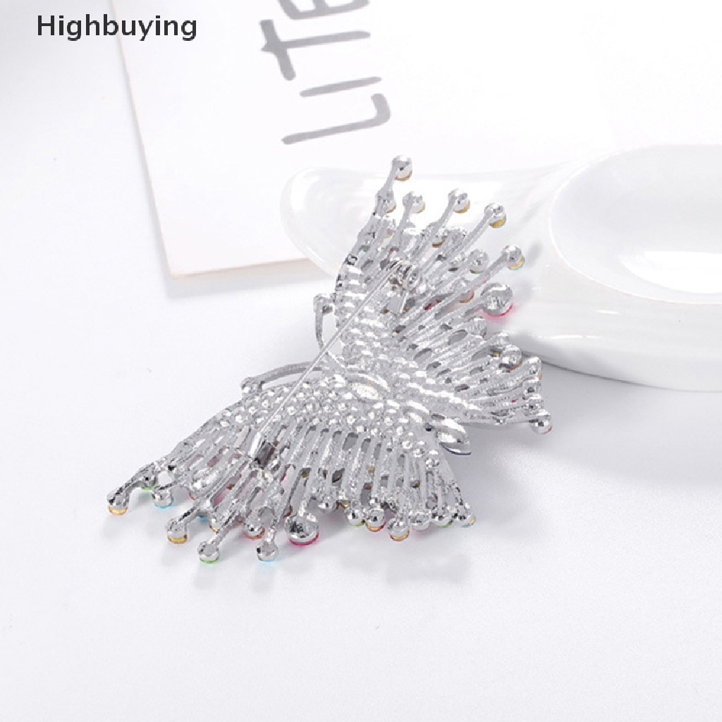 Hbid Bros Kupu-Kupu Berlian Imitasi Warna-Warni Untuk Wanita Lucu Serangga Coat Brooch Pins Glory