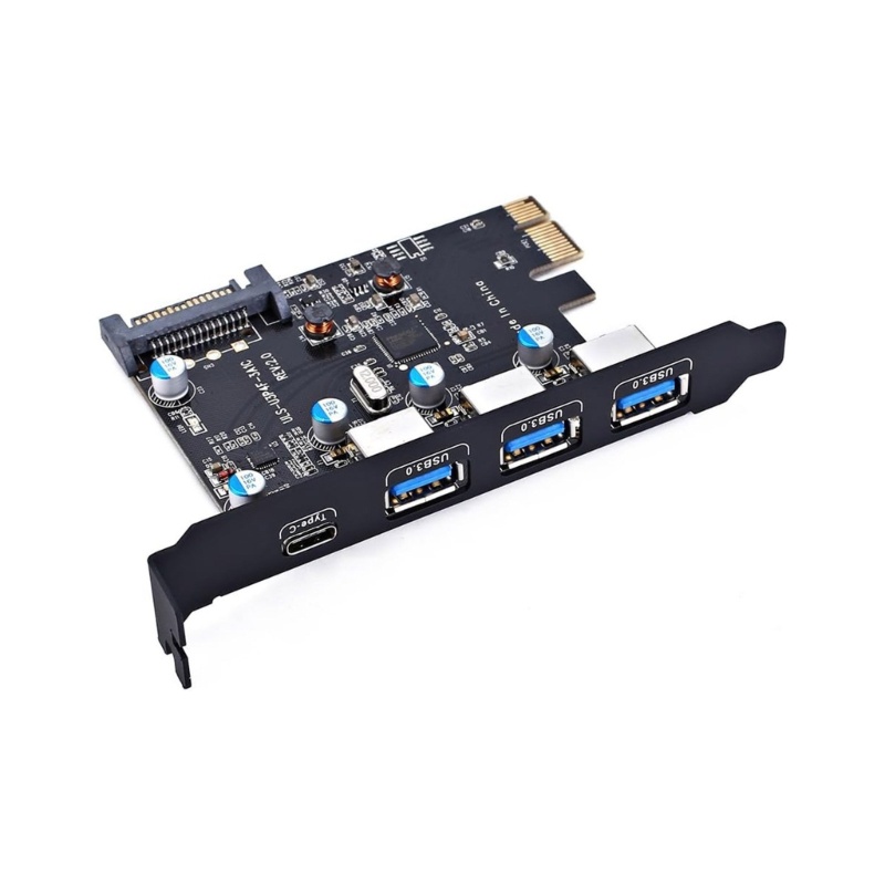 Zzz PCI-E USB3 0kartu 4-Port Tipe-C 1x TypeA 3x FL1100 Chip 5Gbps Untuk Desktop PC