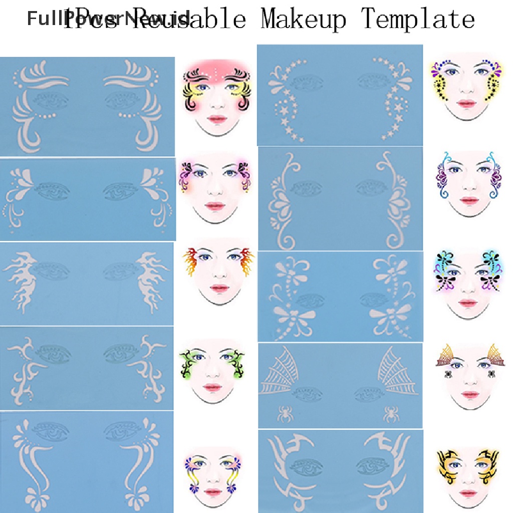 Power 1Pcs Reusable Soft Face Paint Stensil DIY Desain Wajah Makeup Paing Template ID