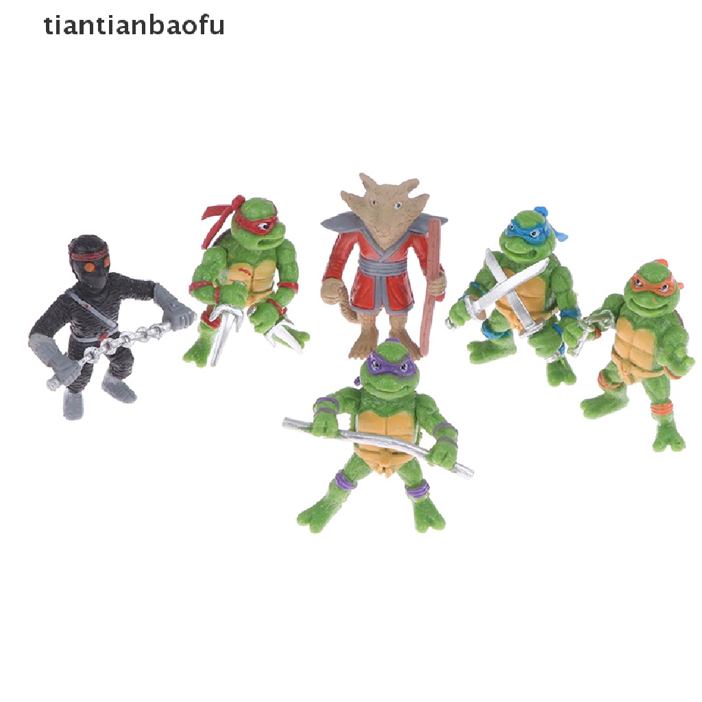 [tiantianbaofu] 6pcs/set Remaja Mutan Ninja Turtles Boneka Angka Anime Lucu Model Desktop Hiasan Mobil Dekorasi Rumah Mainan Anak Boneka Boneka Ornamen Lanskap Mikro Kue Inse