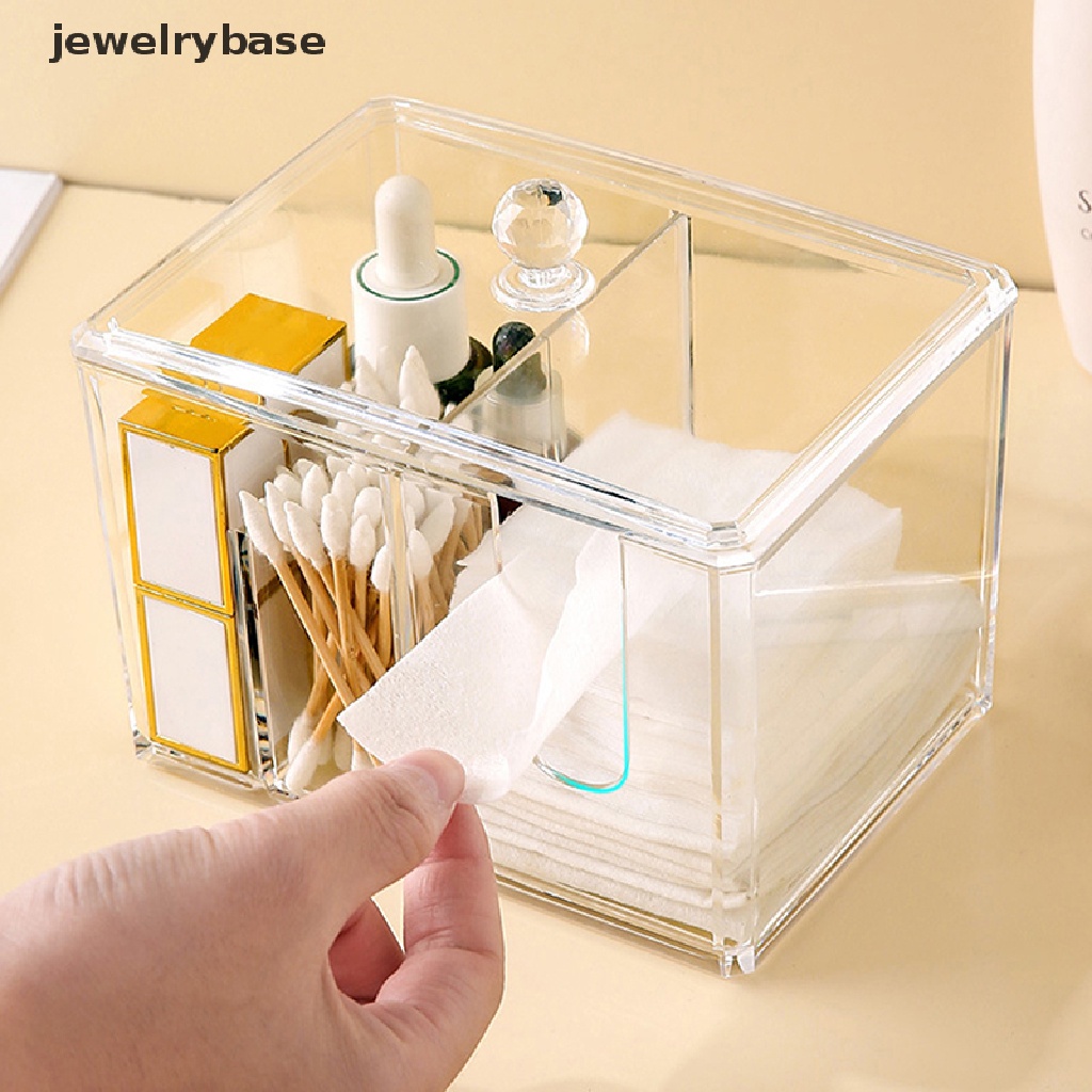 [jewelrybase] Kotak Tempat Penyimpanan Cotton Swabs Plastik Makeup Transparan Cotton Pad Container Butik