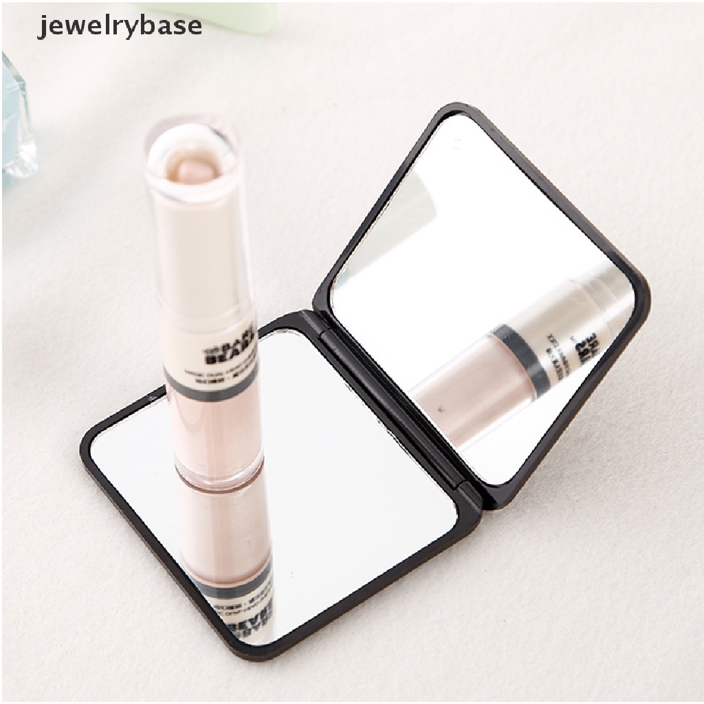 [jewelrybase] Cermin Rias Lipat Mini Square Makeup Vanity Mirror Portable Cermin Tangan Dua Sisi Compact Mirror Pocket Cermin Kosmetik Butik