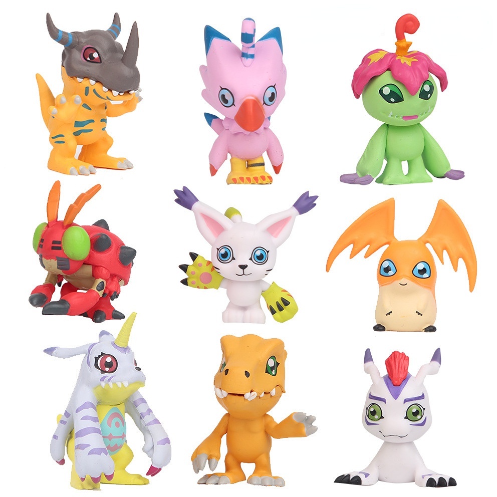 9pcs/set Digimon Adventure Tailmon Gomamon Patamon Gabumon Tentomon Palmon Piyomon Agumon Model Anime Mainan Boneka Hadiah