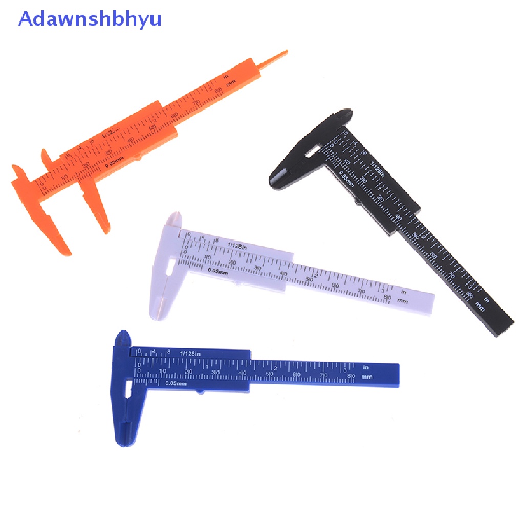 Adhyu 1pc Mini sliding vernier caliper Plastik Ukur Penggaris gauge double scale 80mm ID