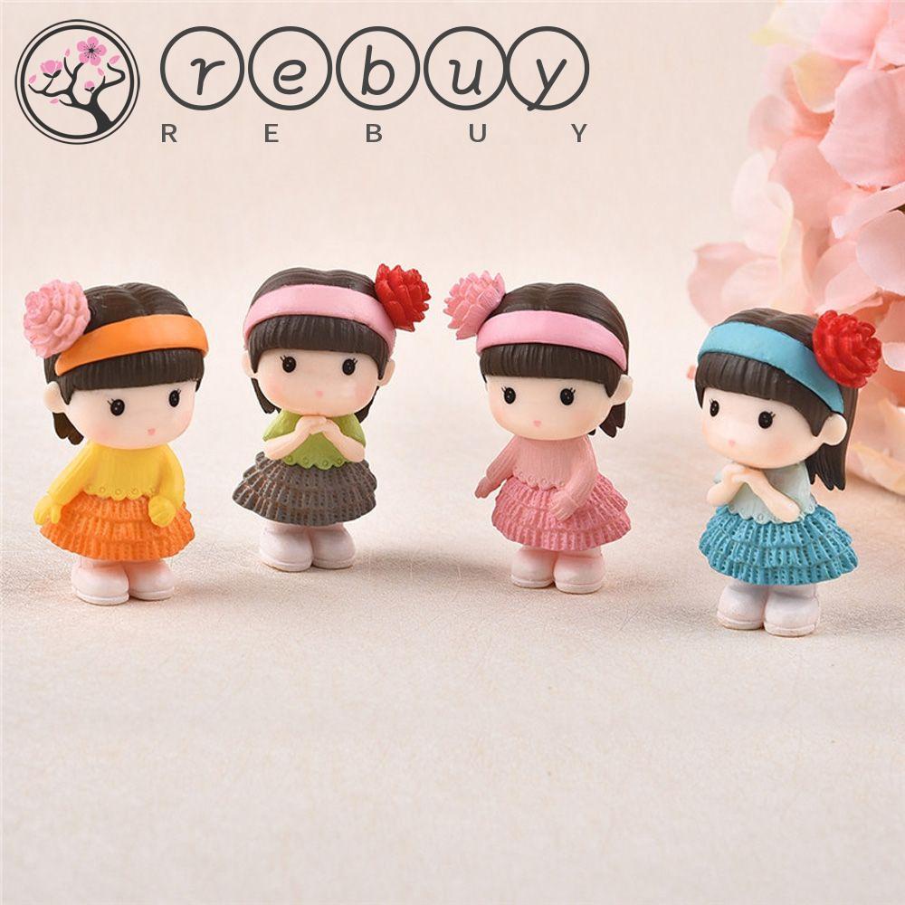 REBUY Kawaii Resin Craft People Mini Ornaments Miniature Bonsai Figurine DIY Fairy Garden Decoration Girl Pretty Cute Statue Landscape Accessories