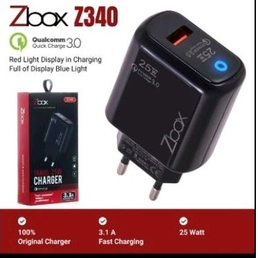 TC CAS CASAN Charger ZBOX Z340 25watt 25W QUALCOMM 3.0 Fast Charging 3.1A with LED Indicator PLUS KABEL DATA USB Micro  ATAU Type-C TIPE C Z340