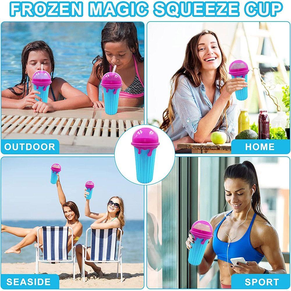 Chookyy Smoothies Cup Quick-Frozen Summer Ice Cream Slushy Maker Botol Air Minum Smoothie Pasir Beku Cepat Slushy Maker Squeeze Cup