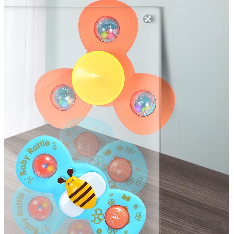 Mainan Sedot Untuk Bayi, Suction Cup Spinner Toy, 3buah Mainan Mandi Bayi Kartun Hewan Spinning Top Mainan Anak Perempuan Laki-Laki